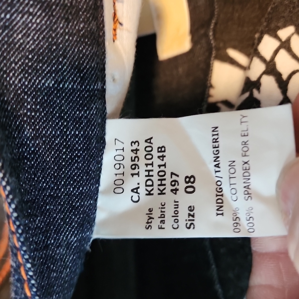 Michael Kors (designer) blue denim skirt tangerine trim-8 - Picture 5 of 7